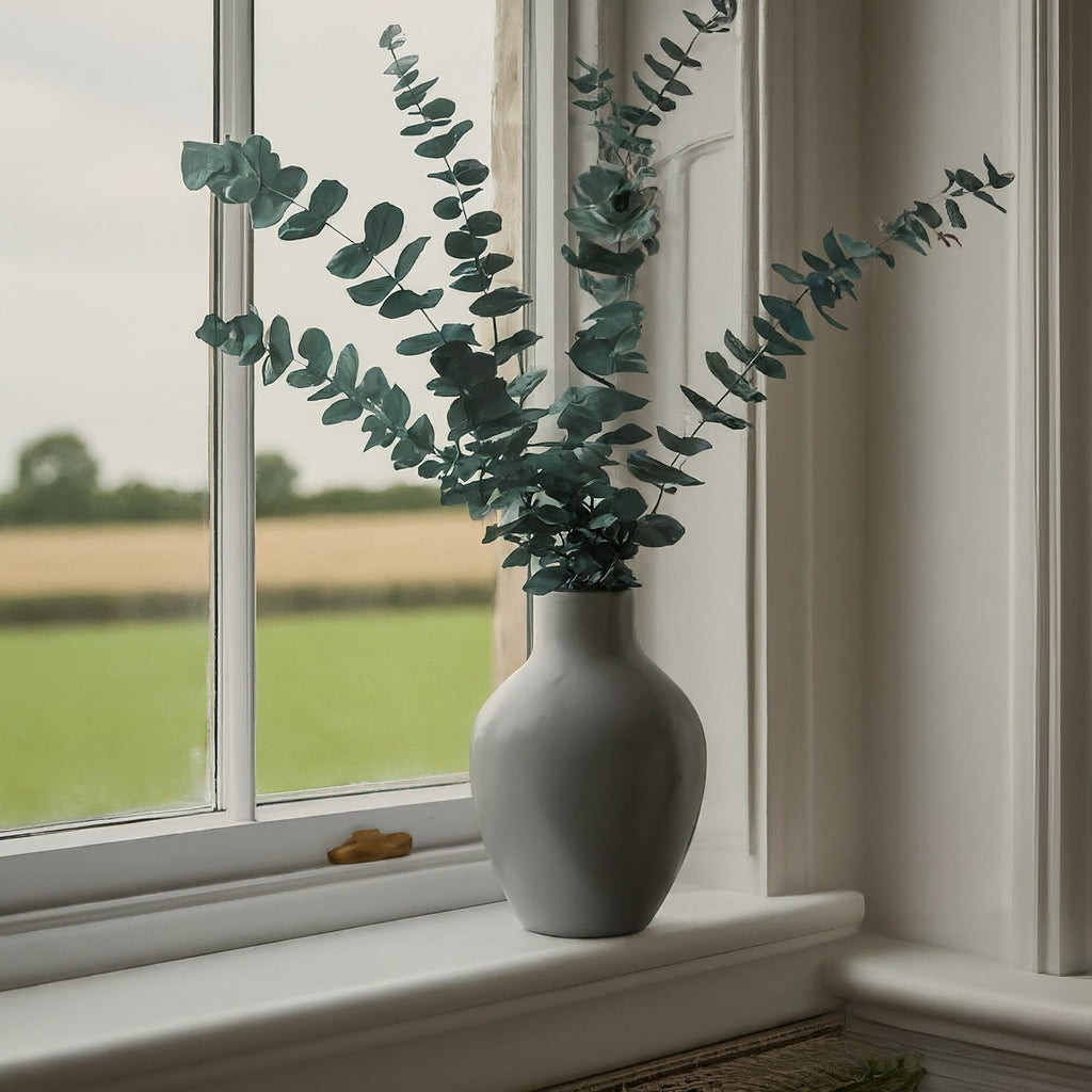 Preserved Eucalyptus large bunch dark green home décor in vase