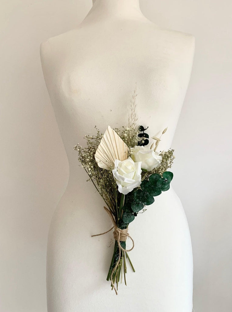 Flower Girl Bouquet Elegance Range faux silk roses pampas ruscus gypsophila summer winter wedding keepsake